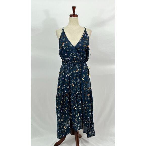 TROVATA Birds of Paradis Sz L Large Lucia Navy Floral Strappy Dress Sundress NWT - Picture 2 of 11